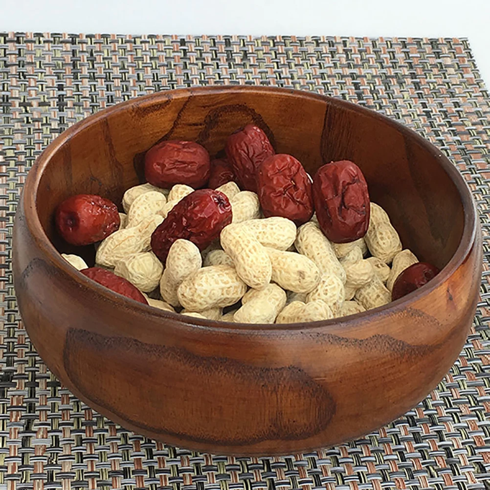 

Wooden Fruit Plate 15cm Diameter 7.5cm Height Round Salad Bowl Food Serving Container Storage Holder Kitchen Supplies