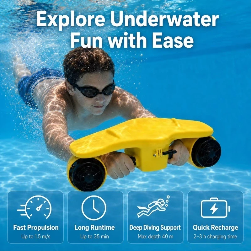 Lightweight Portable Underwater Booster Electric Sea Scooter with 4-7km/h Speed & 5200mAh Battery for Swimming & Water Sports - view 5