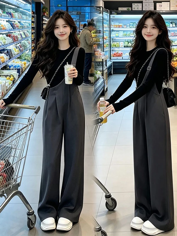 Fall Season Women's Two-Piece Set Commute Casual Style High Waist Pants And Base Shirt Design Sense Complete Outfit