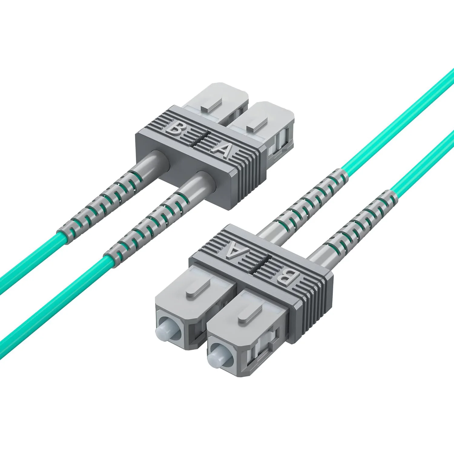 SC to SC OM3 Fiber Patch Cable 10Gb/Gigabit Multi-Mode Jumper Duplex 50/125μm LSZH Fiber Optic Cord for SFP Transceiver, Aqua