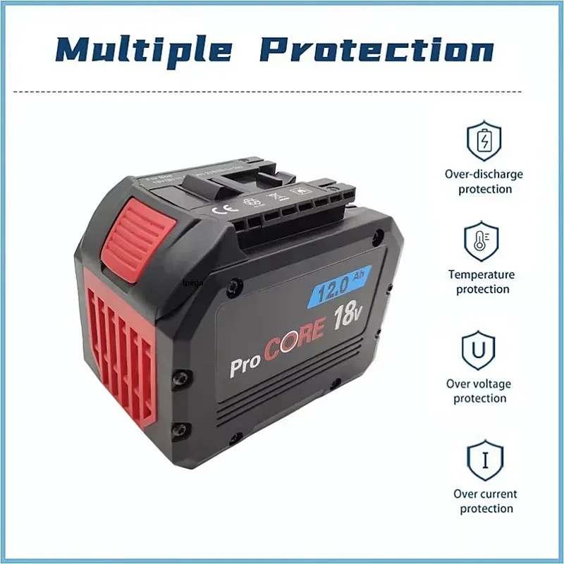 18V 12Ah  Rechargeable Battery, for cordless tools lpega BAT609 BAT618 GBA18V80 21700 high power 5C power cell