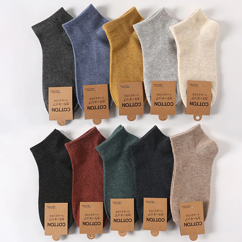 

5 Pairs Men's Socks Pack Japanese Harajuku Funny Solid Color Ankle Socks Breathable High Quality Sports Cotton Socks Wholesale