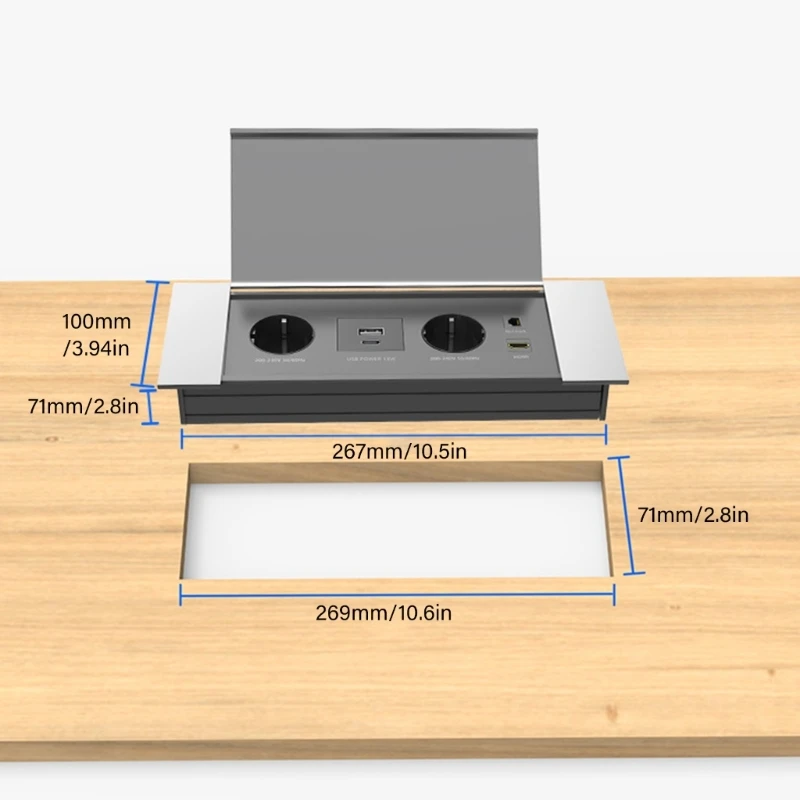 Recessed Power Strips Fast Charging Power Outlet Space Saving Designs Power Solution Simple Installs for Conference Desk