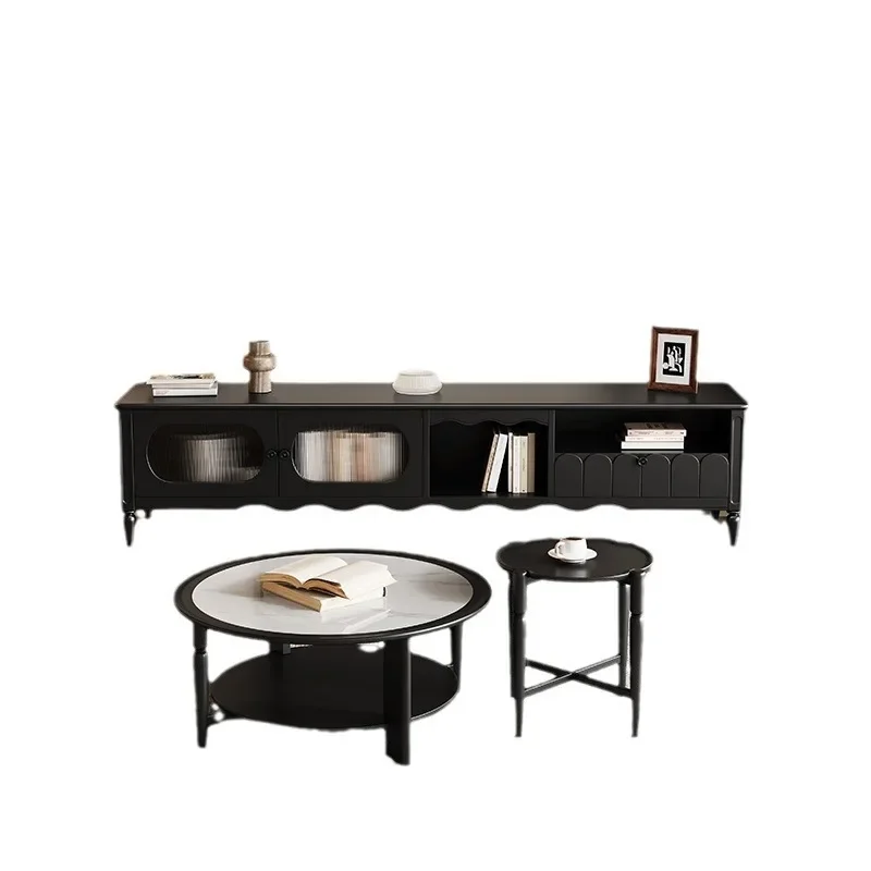 Retro style solid wood round coffee table