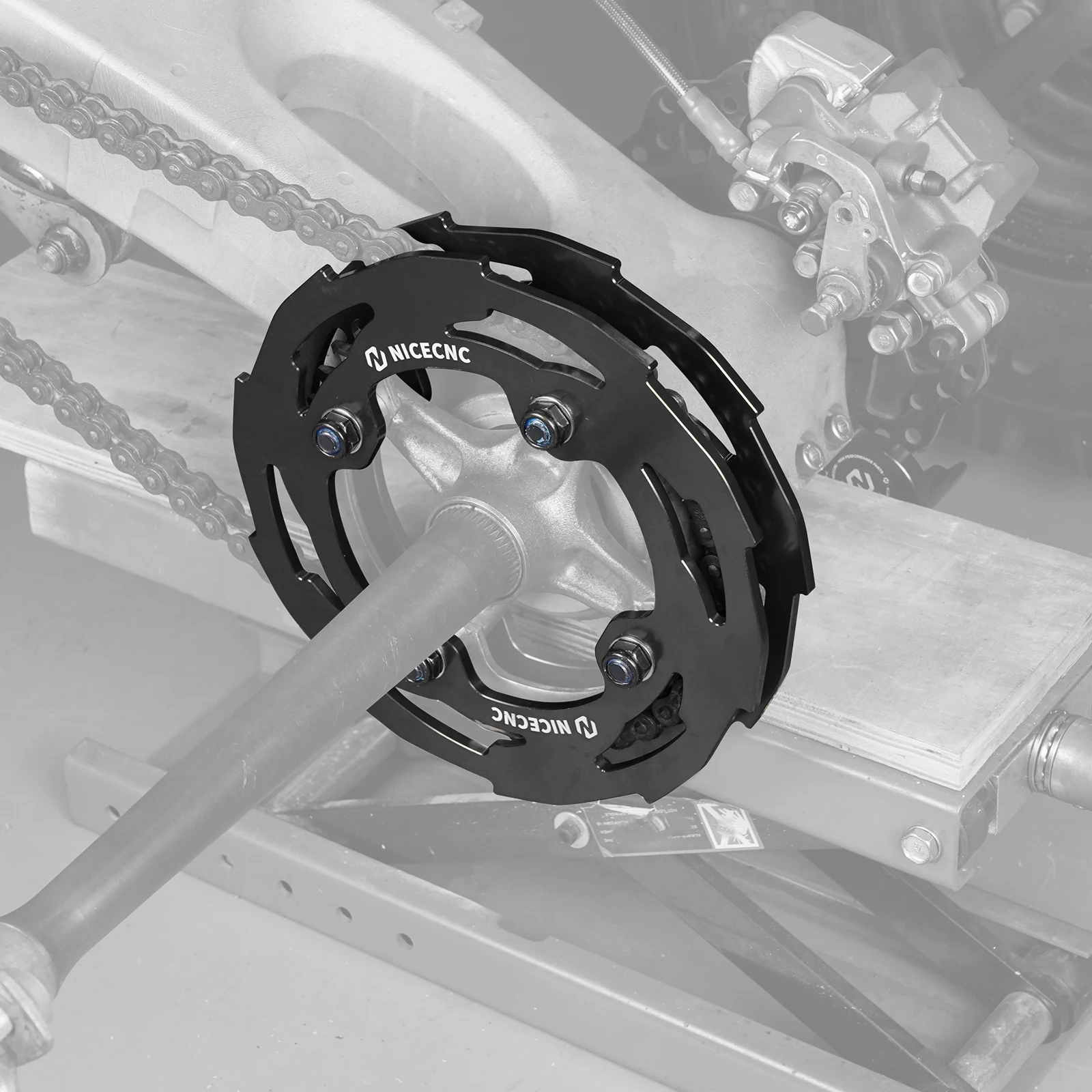 NICECNC für Yamaha YFZ450R 2009-2023 5mm Aluminium-Kettenradschutz, verhindert Abfallen, rostfrei, ATV-Zubehör – Detail 14