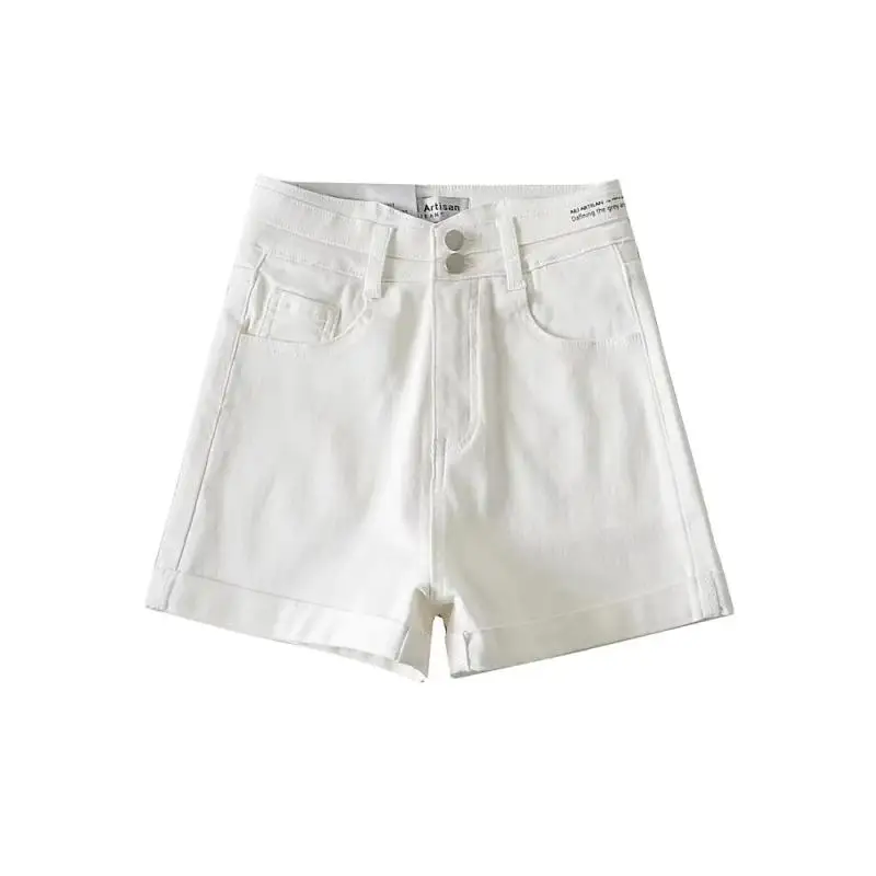 

High Waist Slimming Denim orts Women's Tight Fit Hot Pants Cotton Stretch Fabric A-Line ort Length Summer Faion