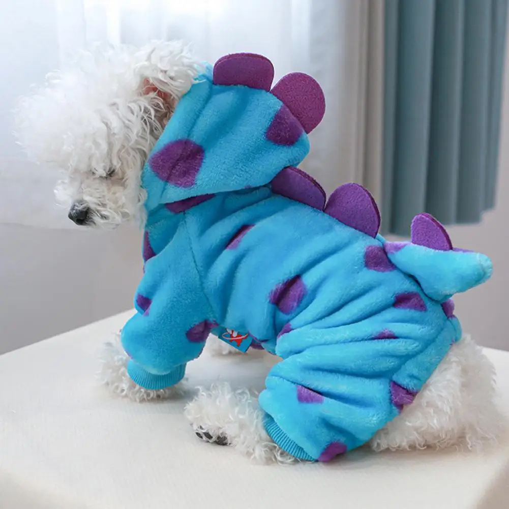 Pet Costume  Lovely Threaded Cuffs Thickened  Small Puppy Dog Plush Outfit with Hood for Home