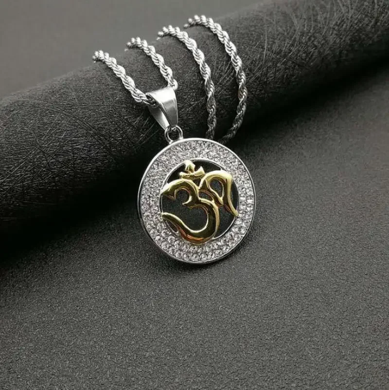 Vintage Hindu Symbols Rune Amulet Pendant Necklace Charm Men\\\'s Religious Style Prayer Amulet Jewelry Gift