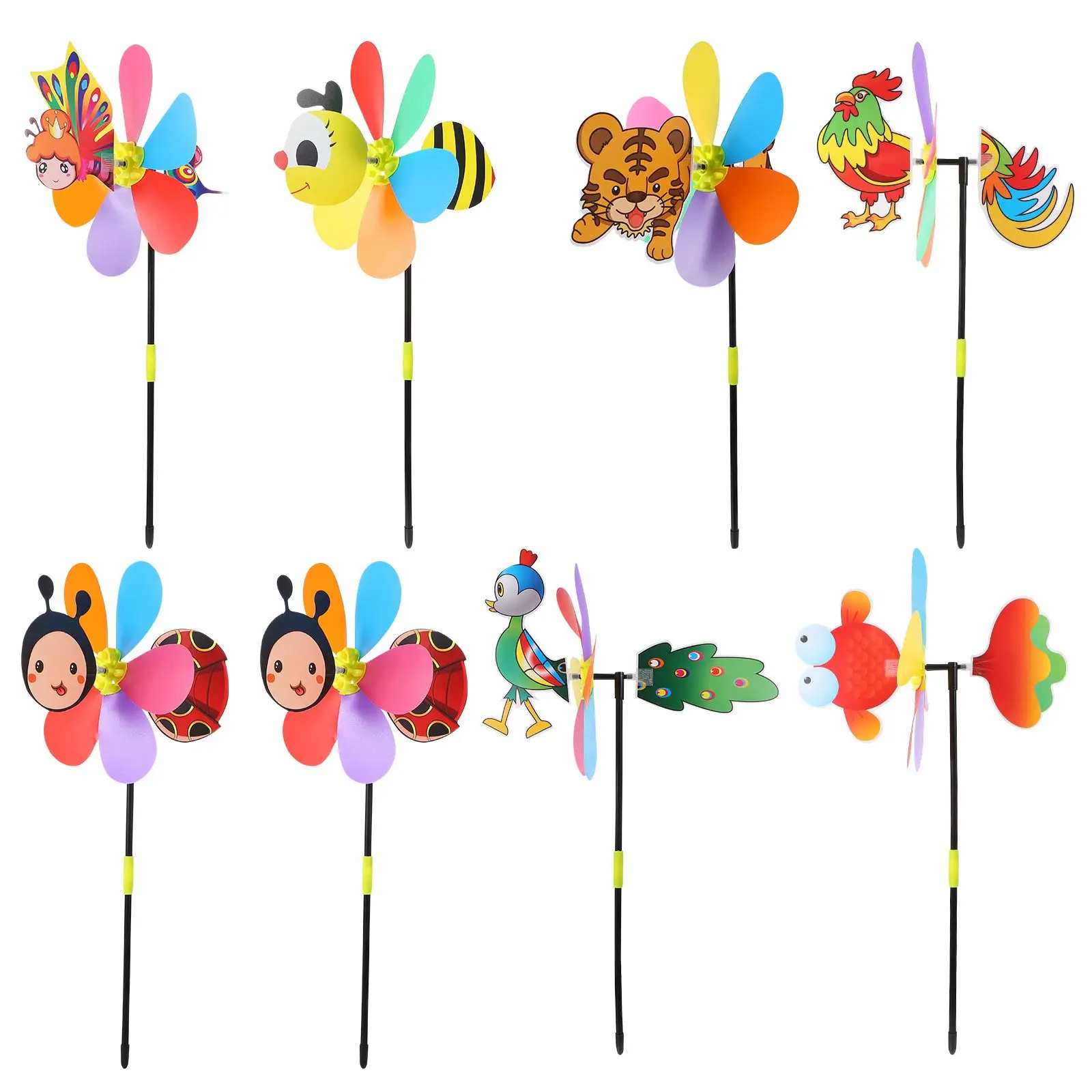 

8 Pcs Whirligigs Three-Dimensional Windmill Toddler Outdoor Toys Pinwheels Cartoon Kids