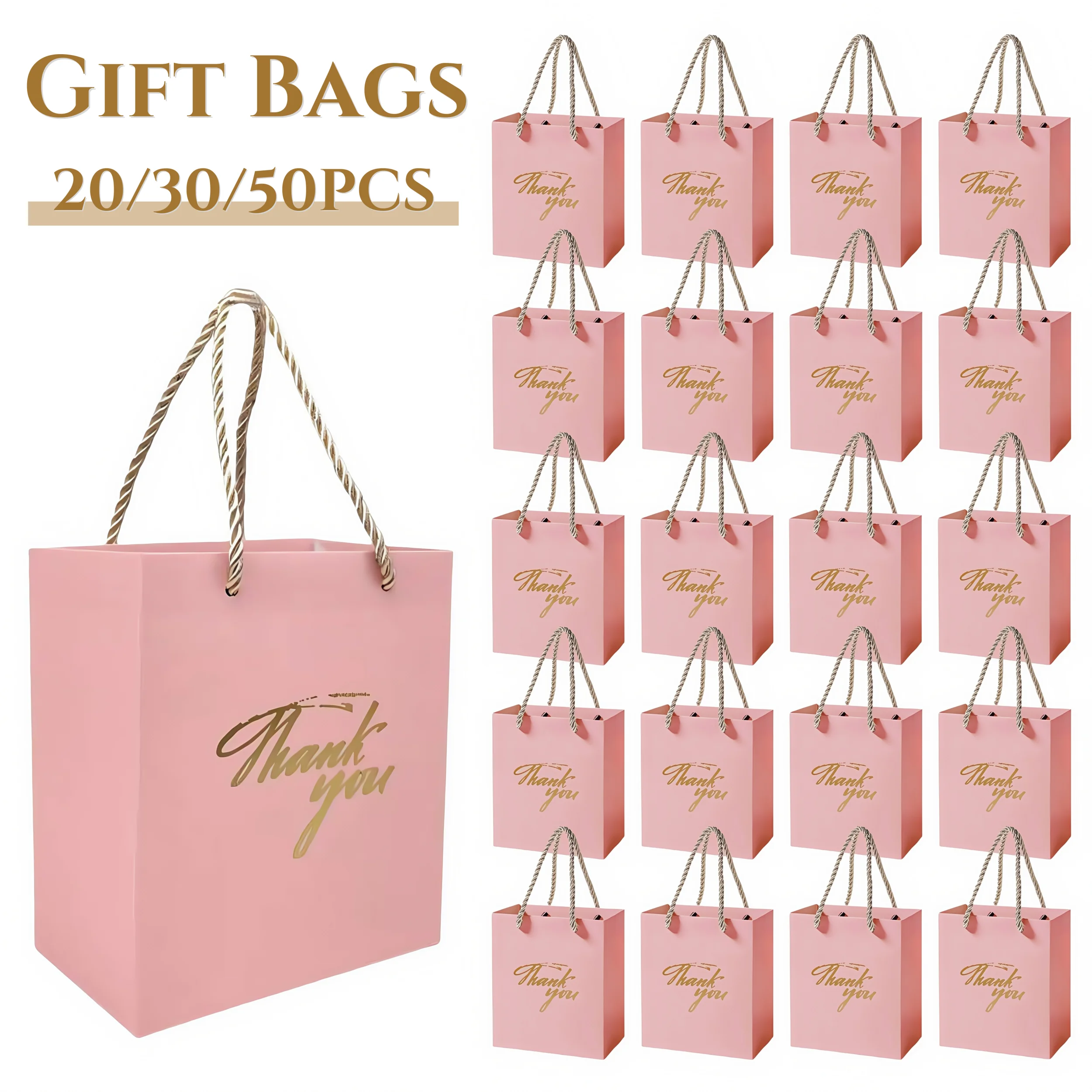 

20-50 упаковок Свадебные подарочные пакеты Маленькие подарочные пакеты «Спасибо» с ручками Мини-подарочные бумажные пакеты Массовые сувениры для детского душа на день рождения