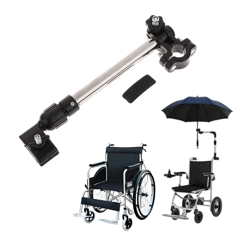 ✰✪Wheelchair Umbrella Attachment Wheelchair Stroller Umbrella Attachment Stainless Steel Handle Holder Clamp Supporter Connector