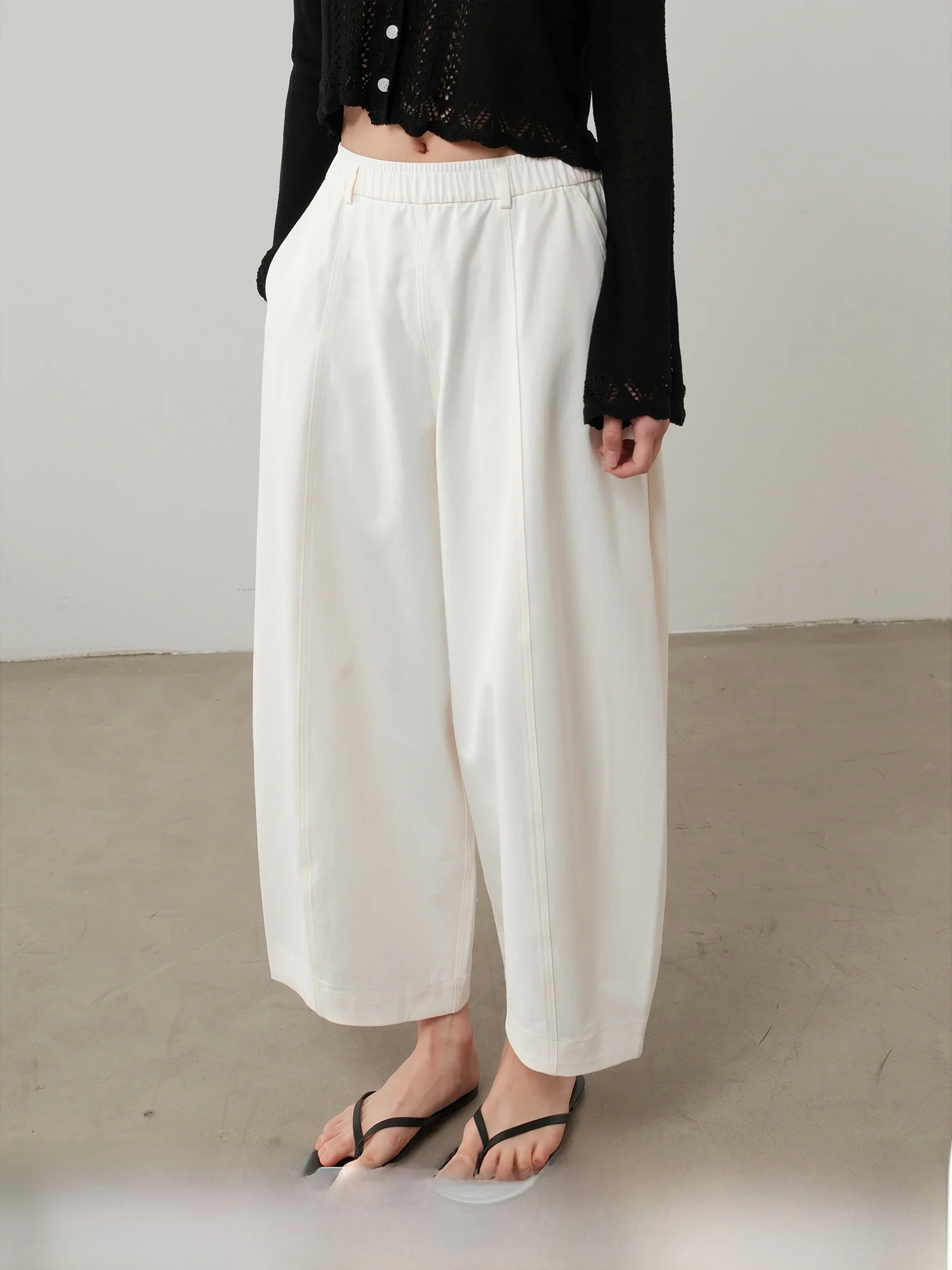 

Casual Loose Fit Balloon Pants Nine-Tenths Natural Waist Polyester Fiber Ladies Fashion Spring Summer Versatile Casual Pants