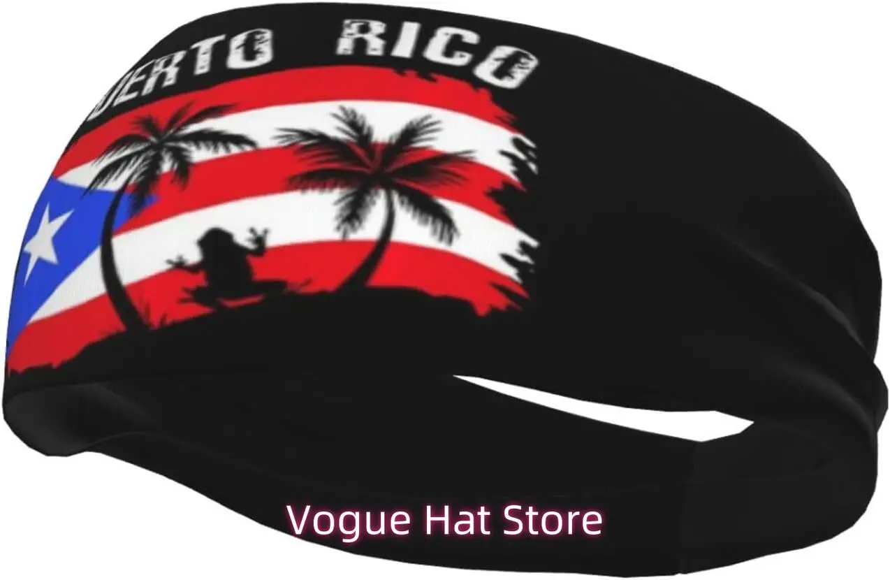 

Cute Puerto Rico Flag-03 Running Headbands for Men Women Puerto Rican Sports Sweatbands for Basketball, Yoga, Exercise, Workout