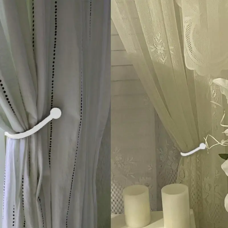 652F 2/4pcs Metal Curtain Side Holders Wall Mounted Tieback Hook Decorative Drapery Holdbacks Metal Tie Backs Easy to Use - view 4