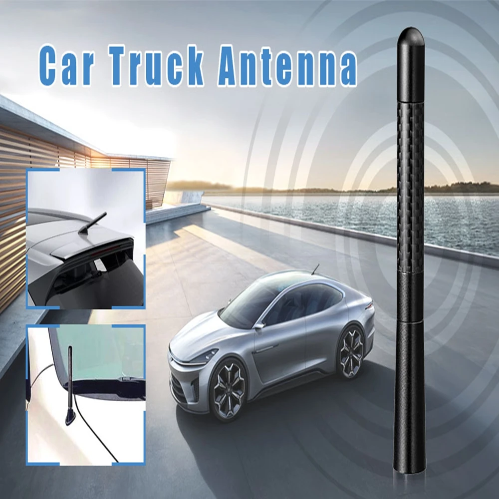 Superbat 12cm Universal Car Radio Antenna FM AM Reception Aluminum Alloy Carbon Fiber Aerial