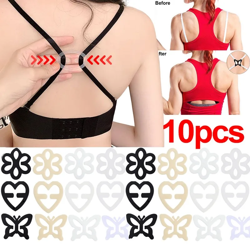 1/20pcs Women\'s Bra Strap Buckles Adjustable Invisible Shadow Shaped Bra Shoulder Straps Pins Non-slip Lingerie Underwear Clips