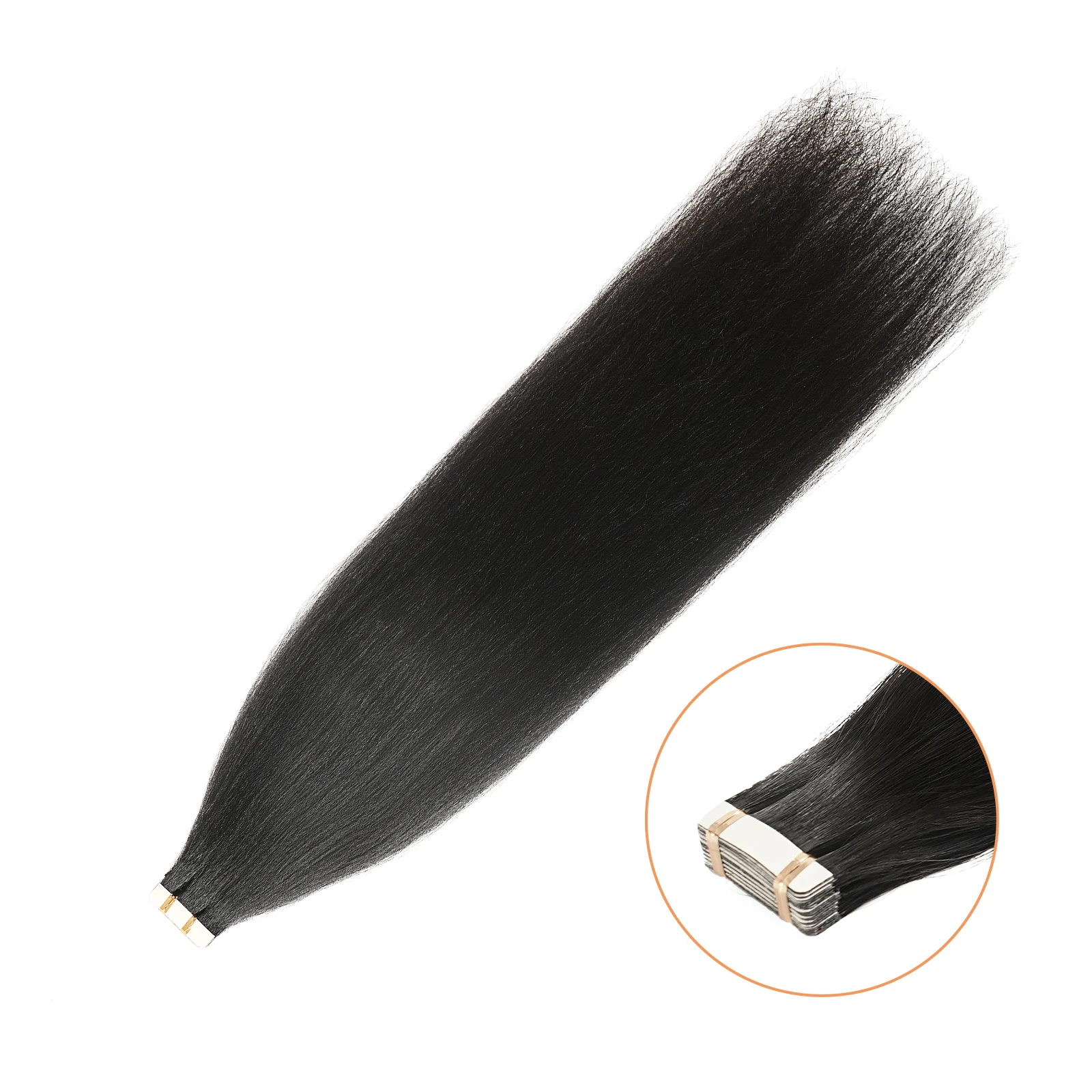 Powcign 12A Лента для наращивания волос, человеческие волосы яки, прямые настоящие натуральные невидимые волосы, уток кожи, прямые бесшовные волосы, 20 шт.