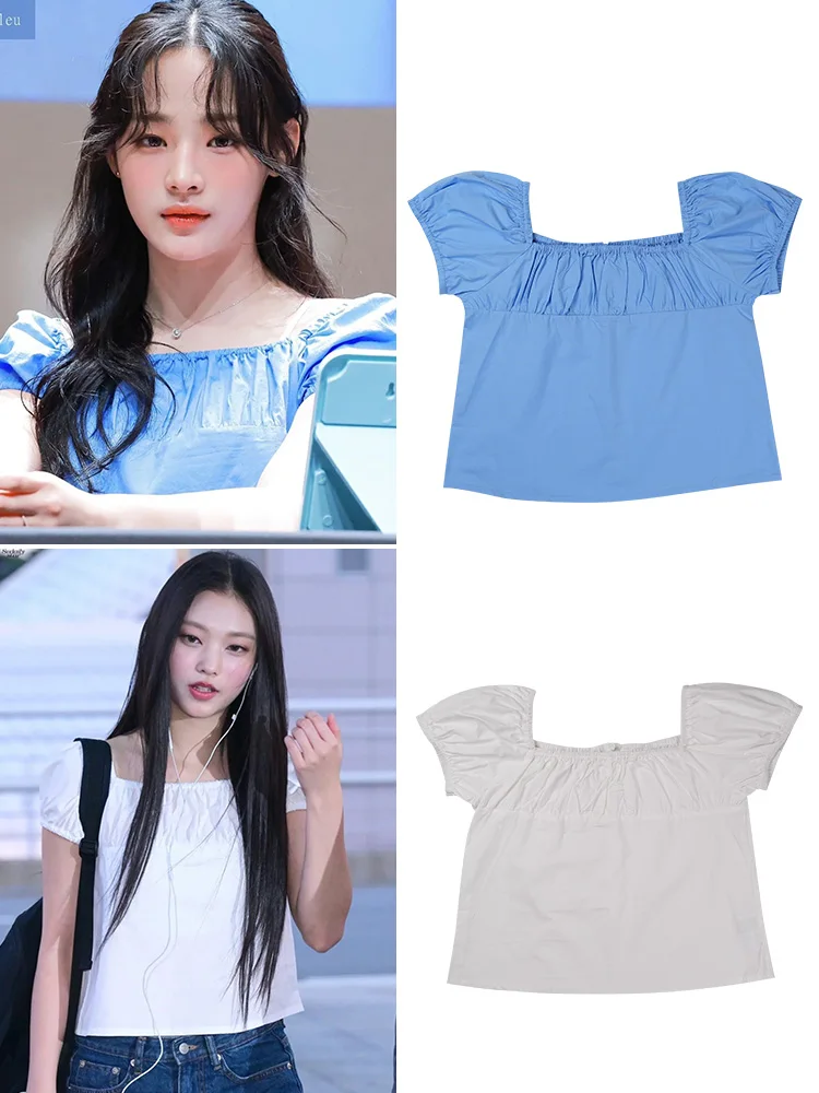 

Casual Bubble Sleeve Short Sleeve Shirt Women's Top Versatile Cotton Commute Style Fashionable Korean Version Sugar Home Qian...