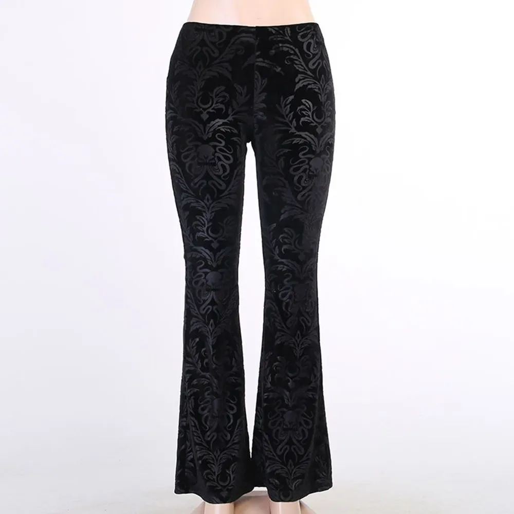 

Vintage Dark Gothic Pants Women Streetwear Harajuku High Waist Solid Color Black Casual Flare Pants Female Y2k 2025