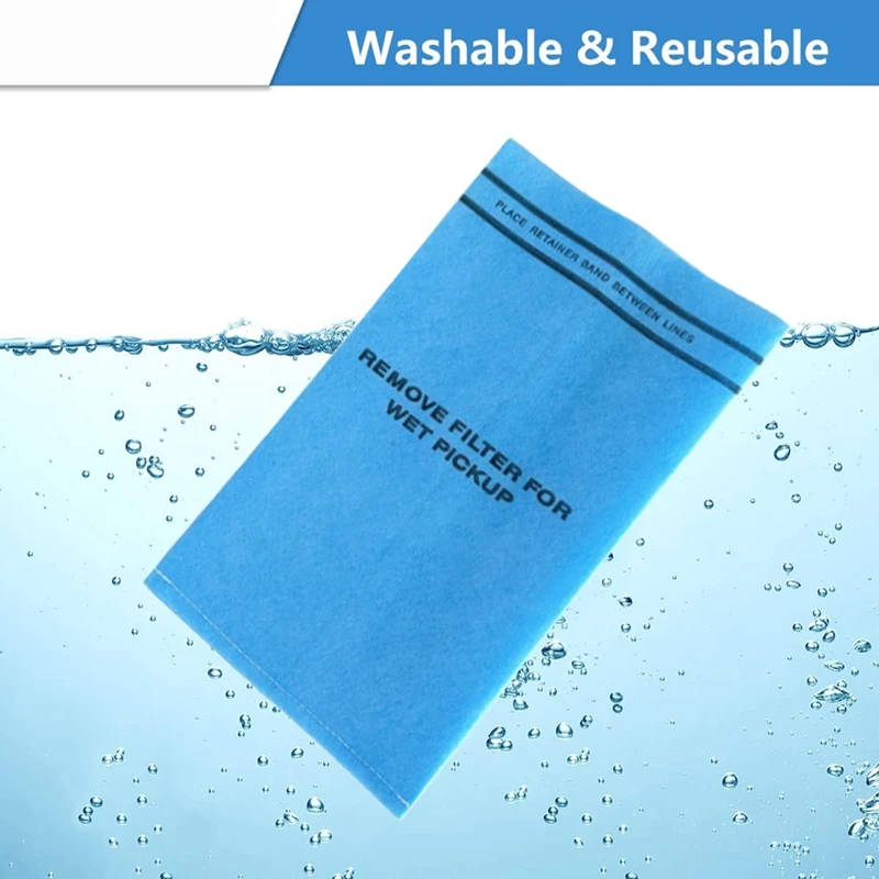 B90B WS01025F2 Wet Dry Filter Bag For 9-38737 Vacuum Cleaners, 8 Dust Bags + 3 Retaining Bands, Dust Collector Filters