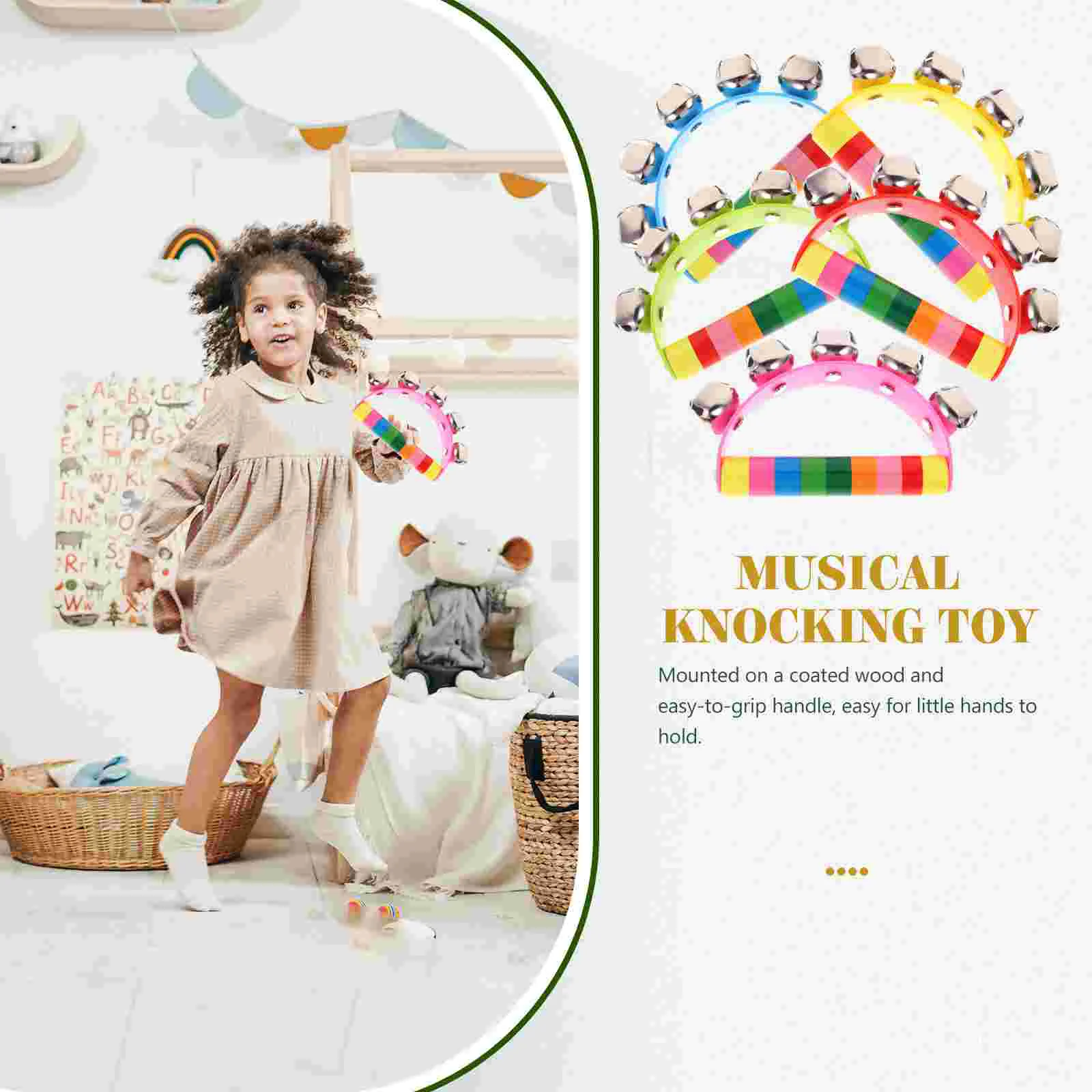 Tambourin pour bébés et enfants, Instrument de musique, jouets éducatifs, carillon, sonnette, 5 pièces