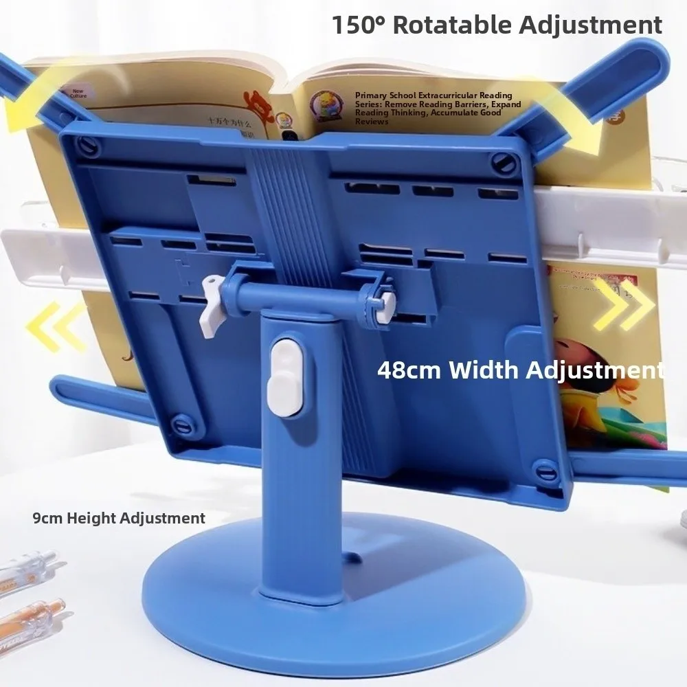 Height Adjustable Lifting Reading Bookshelf with Page Clip Non-Slip Base Children Reading Stand Multifunctional Folding