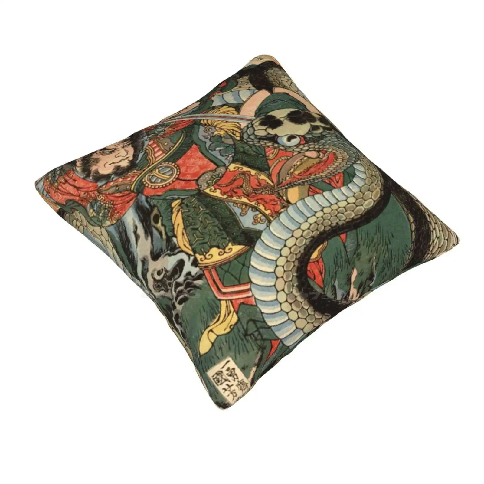 Ukiyo E Samurai And Snake By Utagawa Kuniyoshi Home Sofa Car Cushion Cover Pillowcase Utagawa Kuniyoshi Japanese Art Vintage