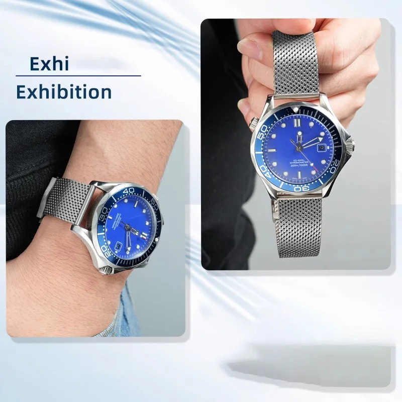 20mm Titanium strap for Omega Seamaster 007 Milanese Mesh Metal Bracelet Folding Buckle Band for Seiko Men's watch Accessories