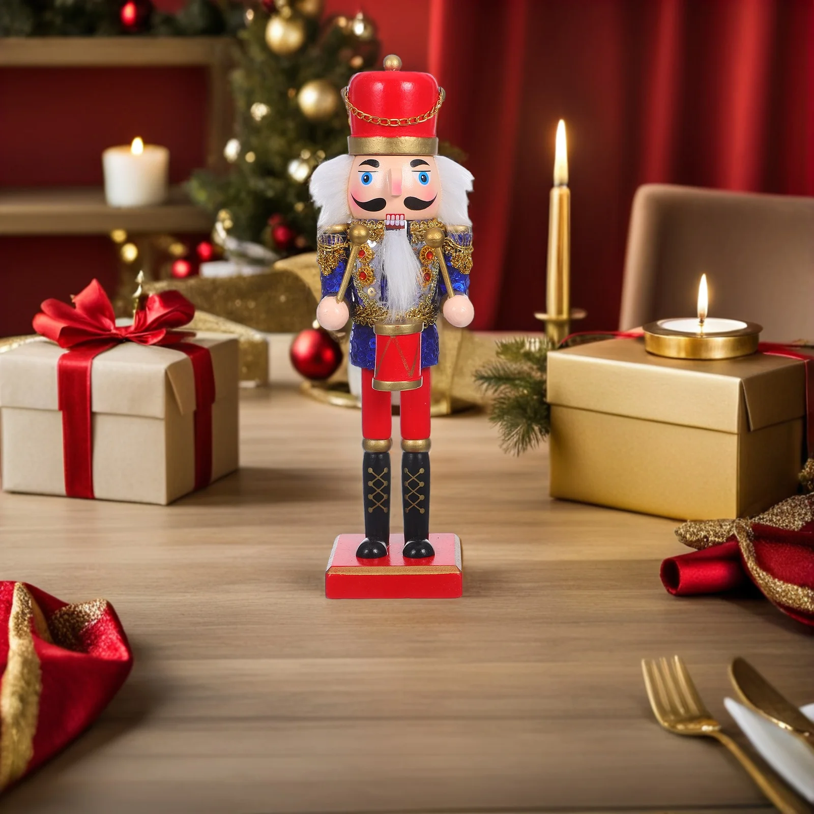 

Christmas Nutcracker Wooden Soldier 25cm Xmas Table Decoration Holiday Nutcracker Figure Christmas Tree Ornament