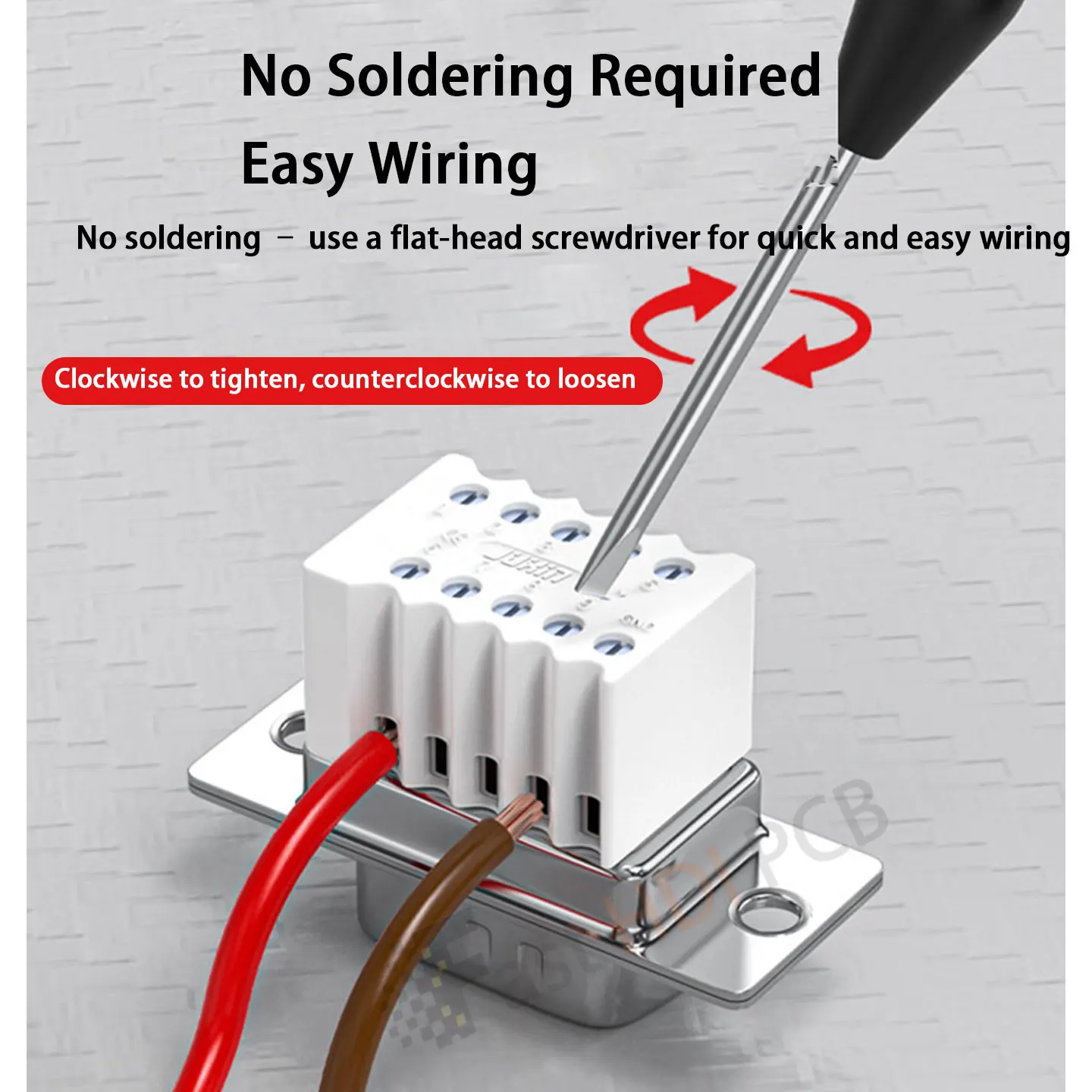 DB9 Solderless Connector Male Female 9 Pin RS232 RS485 Screw Terminal 5A 1000V Gold Plated Solid/Stamped Pin for PLC Industrial