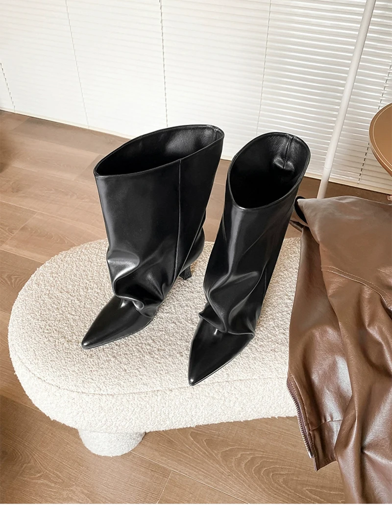 Autumn Winter Pointed Toe Women Thin Heel Ankle Boots Street Style Slip On Party Short Botas Mujer