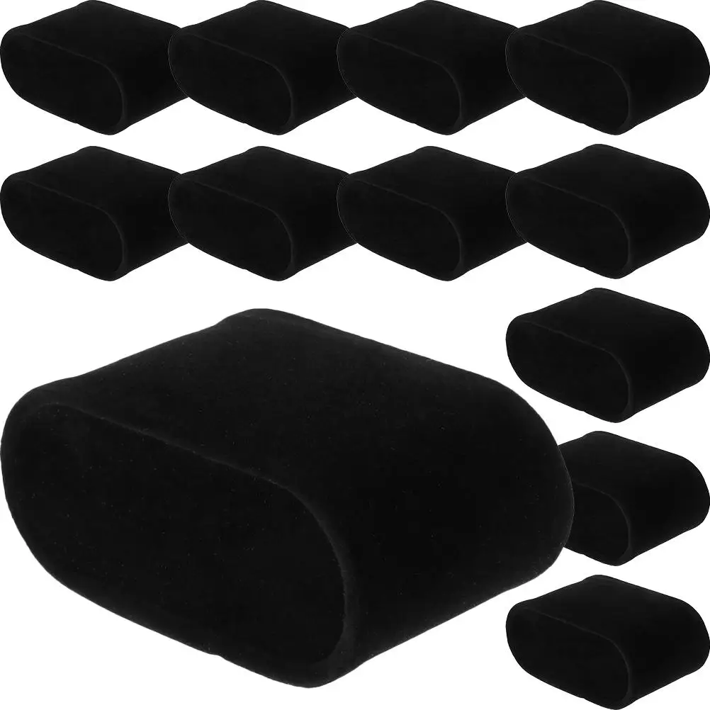 

12 Pcs Watch Pillow Holder Black Flannel Cushions Jewelry Display Bracelet Bangle Chain Organizer Storage Home Counter