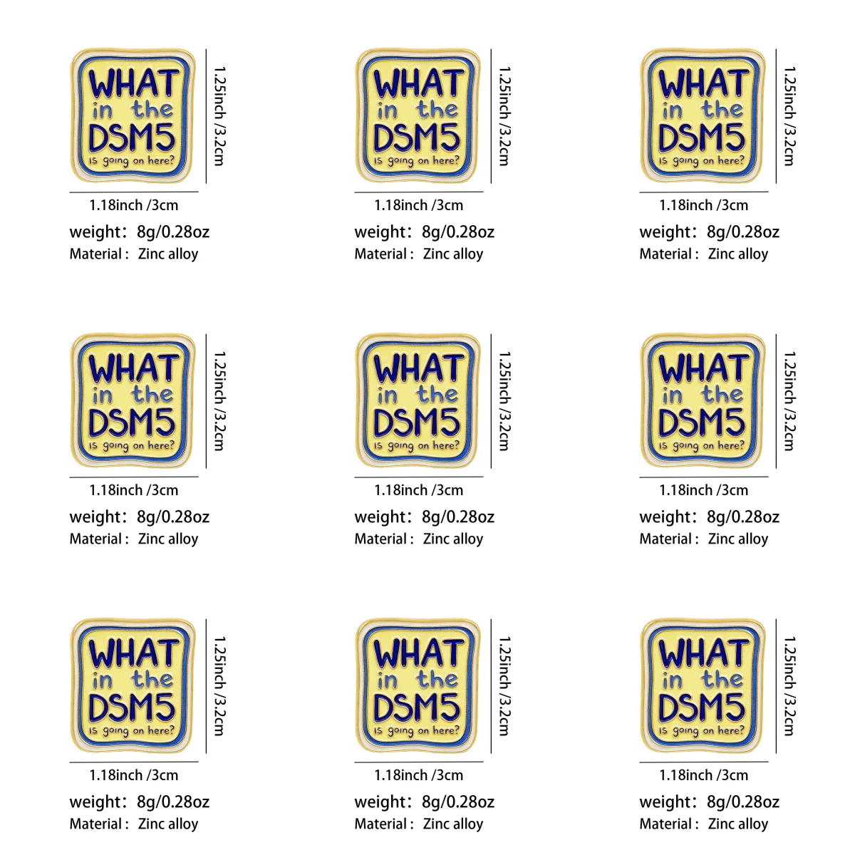 9pcs/Set WHAT in the DSM5 IS GOING ON HERE Enamel Pin Mental Health Brooch Backpack Lapel Badge Jewelry Accessories Friends Gift