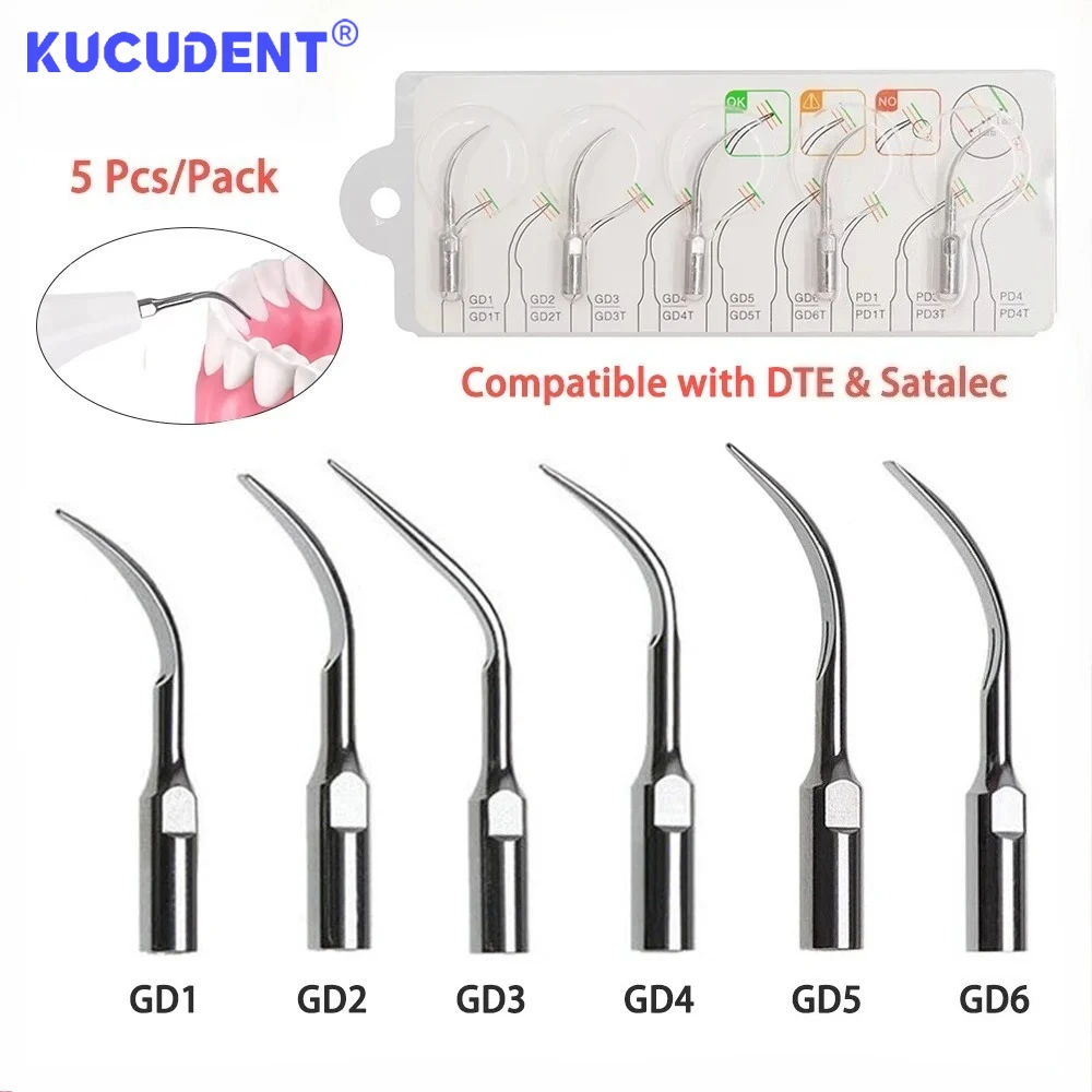 5 Pcs/Pack Ultrasonic Dental Scaler Tips Scaling Perio GD Tip Fit For SATELEC DTE Handpiece Endodontics Periodontics Tools