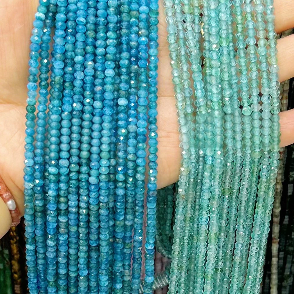 Good Quality Natural Blue Apatite Facted Beads Loose Beads for Women Jewelry Making DIY Bracelet Necklace 38cm Accessories