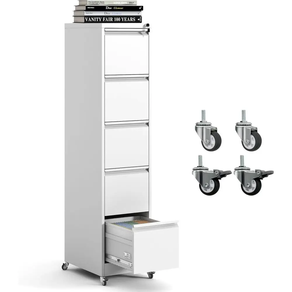 

Белый металлический шкаф для документов на колесиках с замком, формат Legal/Letter, в разобранном виде