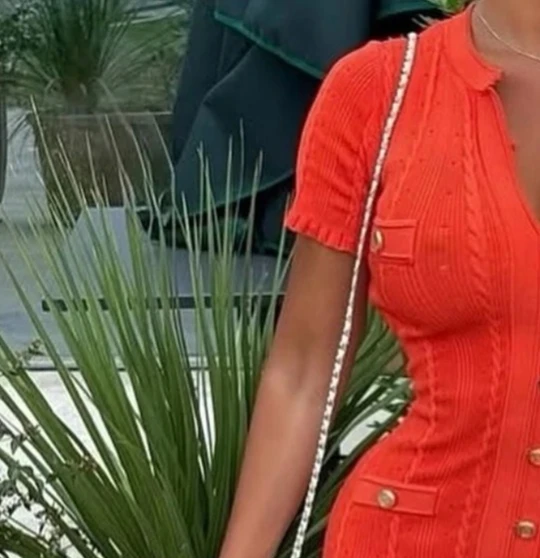 

Women's Red Knitted Fitted Dress Short Sleeve Round Neck Single Breasted Evening Party Dress