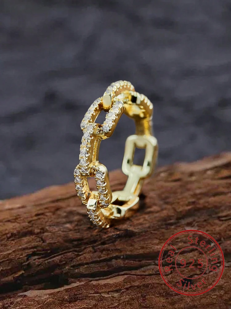 

925 Sterling Silver Gorgeous Golden Oval Full Zircon Ring For Women Engagement Wedding Luxury High Quality Fine Jewelry
