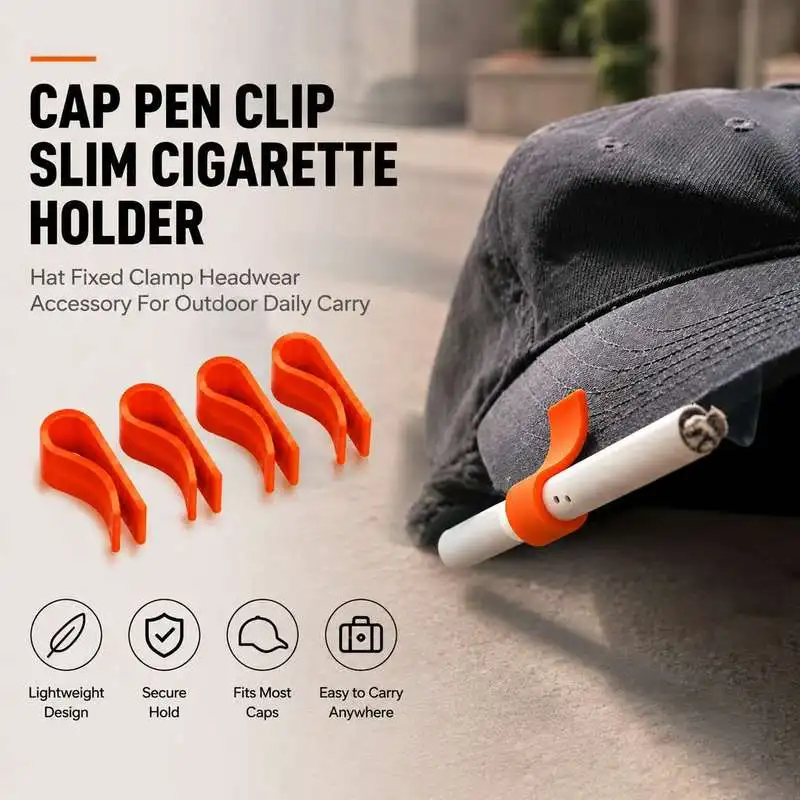 Cap Pen Clip Slim Cigarette Holder Hat Fixed Clamp Headwear Accessory For Outdoor Daily Carry