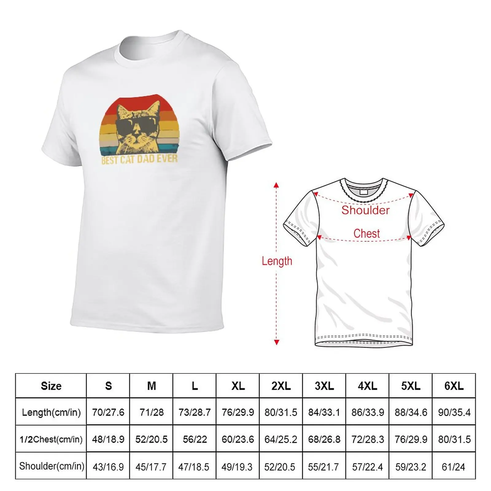New Vintage Retro Best Cat Dad Ever Sunset Fathers Gift Shirt T-Shirt Anime t-shirt cute tops tops funny t shirts for men