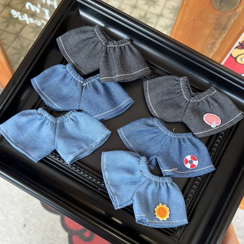 

Labubu 1st To 3rd Gen Adorable Outfit Multiple Denim Shorts With Fun Patches For 15/17Cm Cute Labubu Dolls