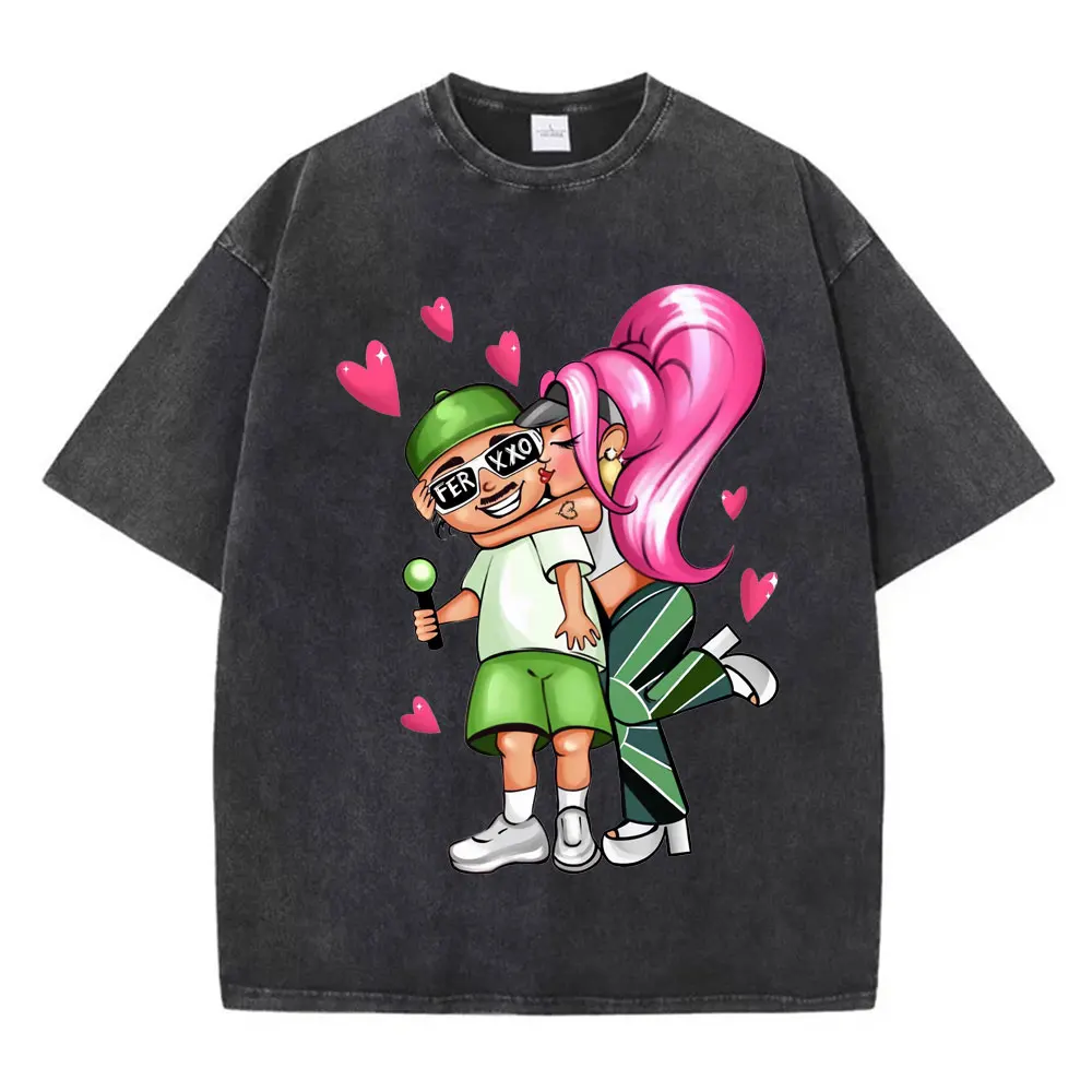 

Rapper Feid Ferxxo Tour 2024 Graphic T Shirt Men's Women's Fashion Vintage Washed T-shirts Harajuku Hip Hop Short Sleeve T-shirt