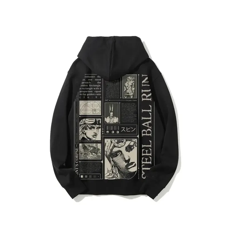 Jojo Bizarre Adventure Hoodies Damen Steel Ball Run SBR Herren Reißverschluss Anime Hoodie Streetwear Harajuku Y2k Pullover Sweatshirt Kleidung