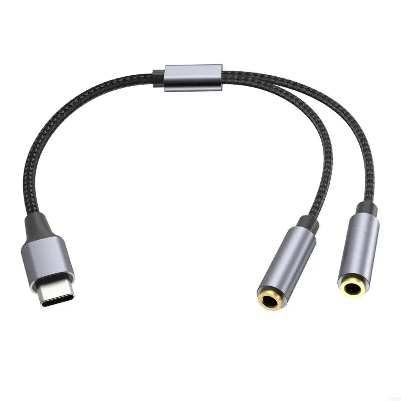 

J1HD Typec до 3,5 мм наушники с микрофонами Splitters Adapters для двойных игровых гарнитур