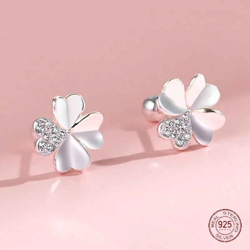 الزركون زهرة وأقراط للنساء ، 925 فضة ، مطعمة الزركون ، مصنع الحلو ، العظام الأذن الصغيرة ، مسمار ثقب المجوهرات