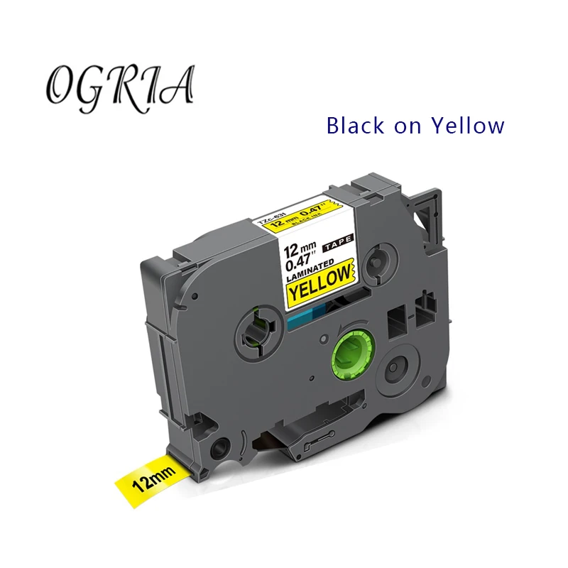 5 PK OGRTA For Brother Tape,Black on Yellow Tze631 TZE631 12MM Tape  P-Touch Label Tape For Brother P-touch PT-D200 label Maker