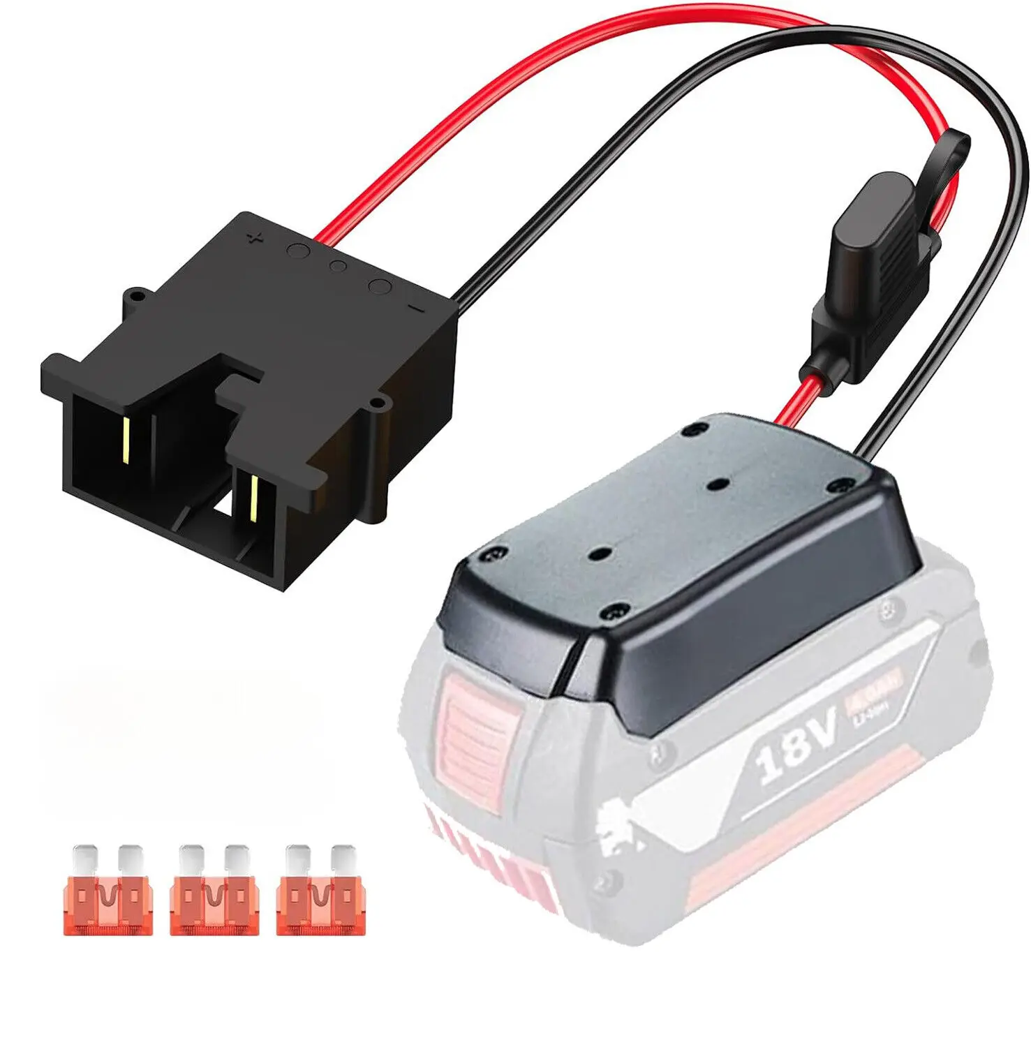 Adaptador de ruedas eléctricas para Bosch, batería de iones de litio de 18v con cable, conector de fusible de 12AWG 40A, Compatible con Peg-Perego