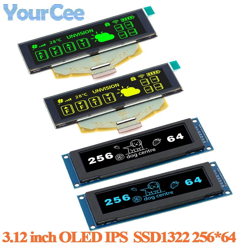 3.12 Inch OLED LCD Display Screen Module 7Pin SSD1322 Driver Serial Port Screen 256*64 256X64 White Blue Green Yellow 30Pin