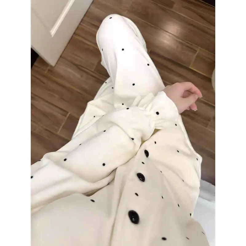 ملابس نوم دافئة مخملية بوديان للنساء في الخريف والشتاء، سترة صوفية بسيطة وسميكة، سراويل طويلة، أكمام طويلة، ملابس منزلية