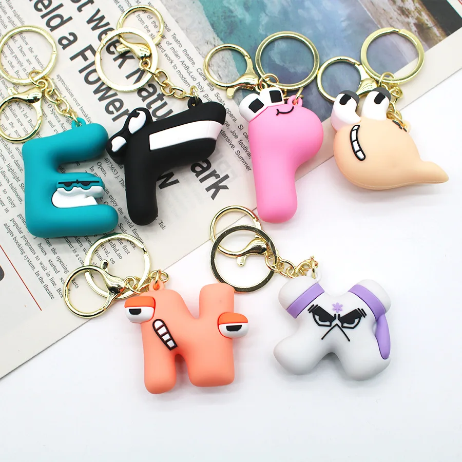 2023 Alphabet Lore 26 English Letter Keychain For Women Men Cute Cartoon A B C Alphabet Animal Ornament BagPendant Key Chain